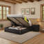 Ensemble de chambre à coucher rustique 3 pièces avec cadre de lit double avec rangement et 2 tables de chevet, noir-118690767-118690765