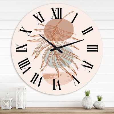 Moon & Sun Shapes In Retro Terracotta Tones II - Modern wall clock