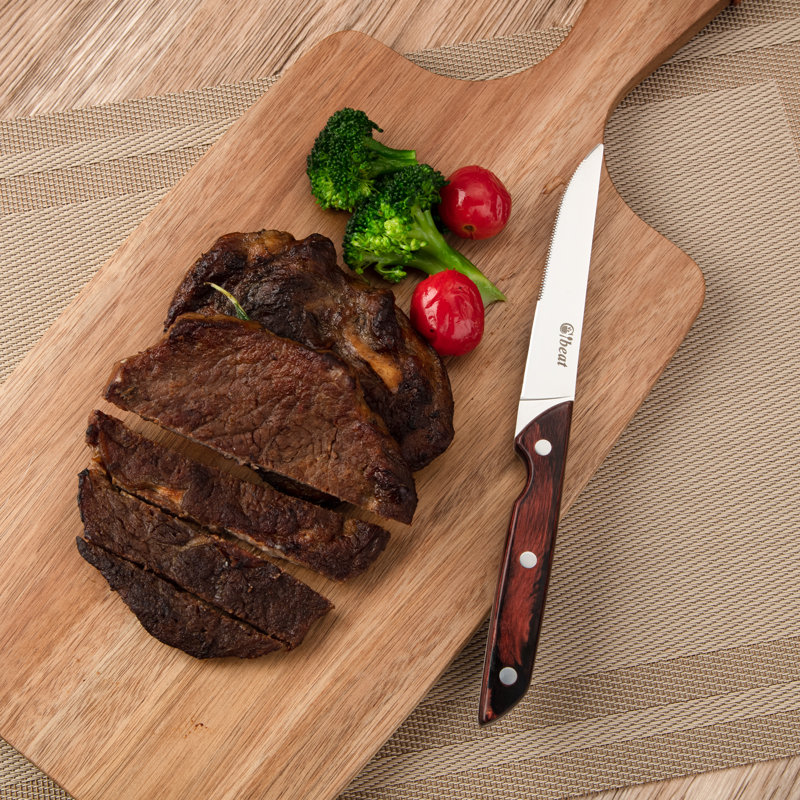 Couteaux à steak, ensemble de couteaux à steak 6 pièces avec lame dentelée, couteaux à steak