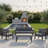 All-Weather 4-Piece Modern Metal Patio Furniture Set,  5-Seat Conversation Sofa With Thick Gray Cushions & Gray Frame And Coffee Table-230216517