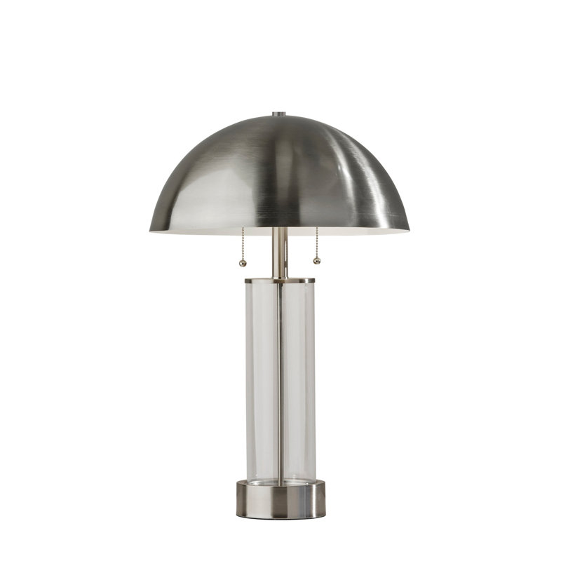 Lampe de bureau en métal Anlow, Acier brossé / transparent, Acier brossé