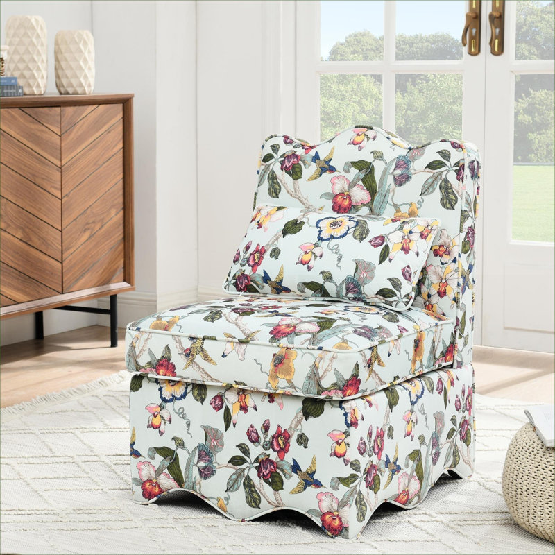Chaise de salle à manger en flanelle rouge sans accoudoirs avec coussin lombaire assorti pour la salle à manger et le salon