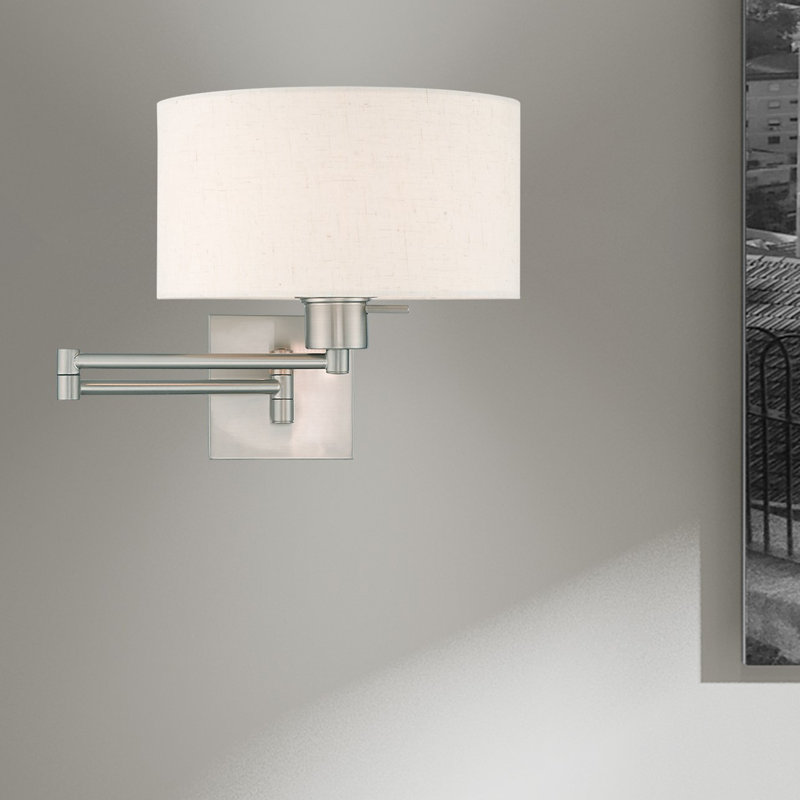Kevyn Swing Arm Sconce, Brushed Nickel, Oatmeal