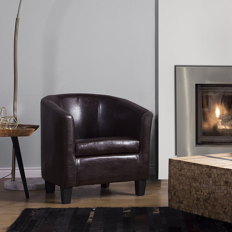 Boles Faux Leather Barrel Chair