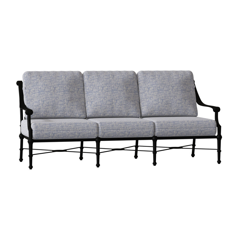 Delphi Outdoor 3 - Seat Patio Sofa, Textured Black, Impact Vapor Gray Sunbrella®
