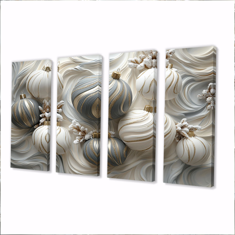 «White and Grey Christmas Peppermint Swirl», ensemble de reproductions d'art mural de Noël, H 28 po x l 48 po