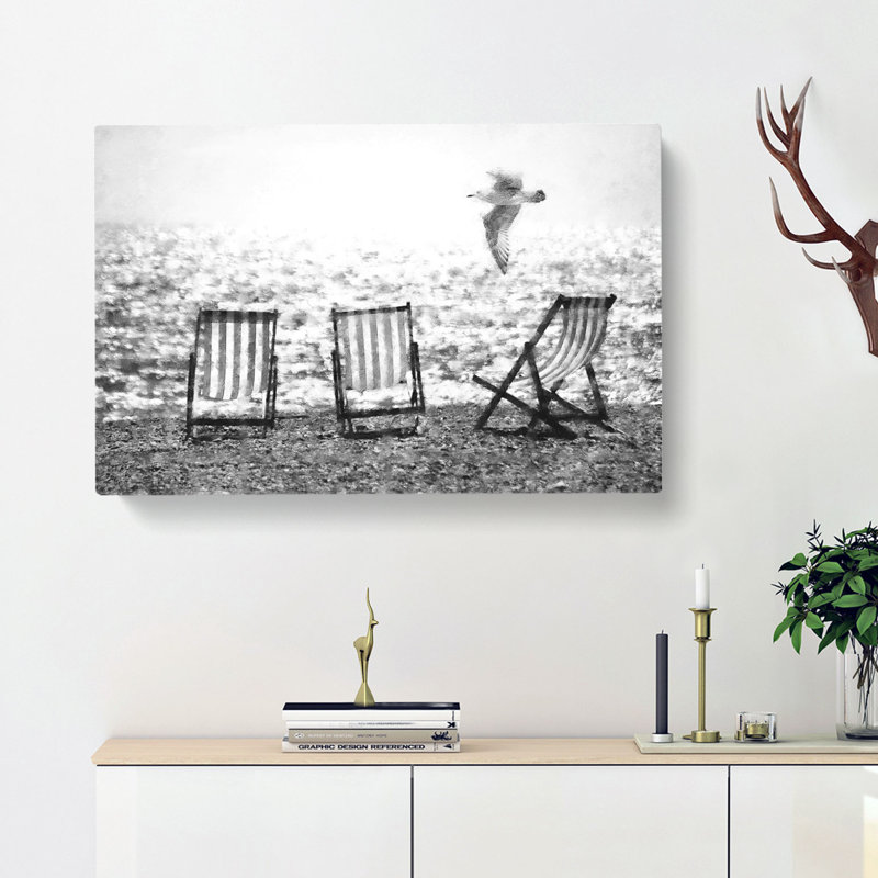 Seagull Flying Over Brighton Beach Painting - Wrapped Canvas, 30cm H x 45cm W x 4cm D