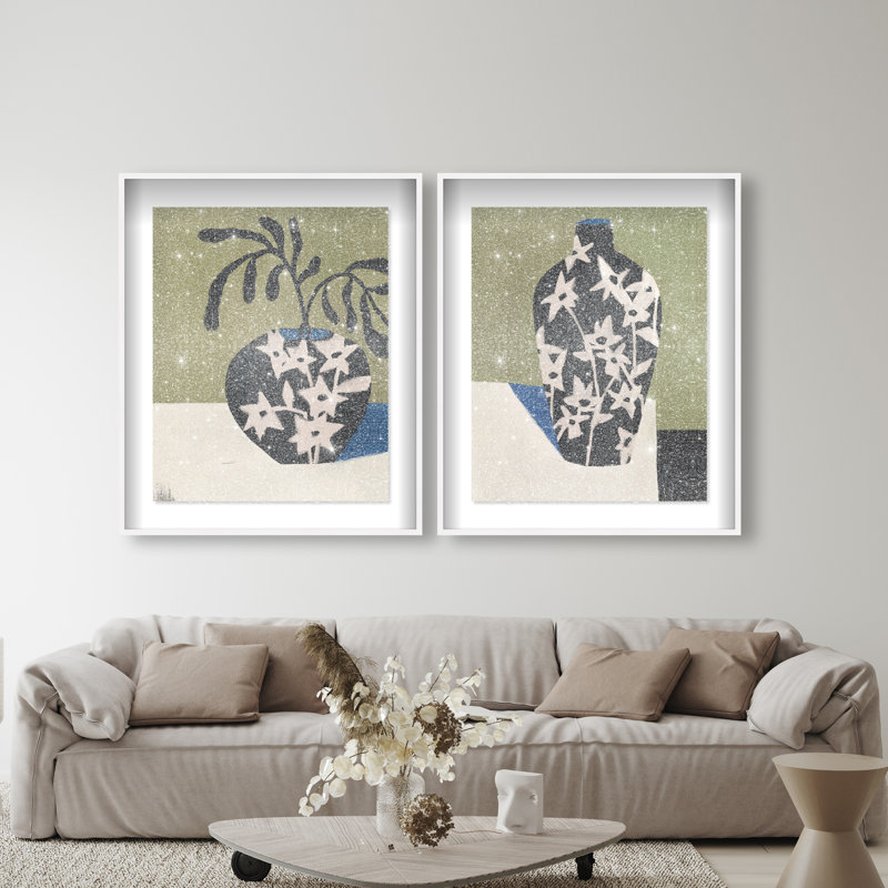 Noir Vase Set Set by Oliver Gal, 51"H x 43"W, White Shadowbox