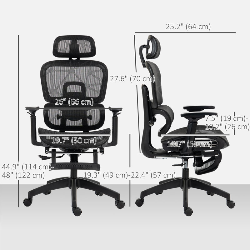 Chaise de bureau ergonomique en filet, chaise de bureau à haut dossier, Noir