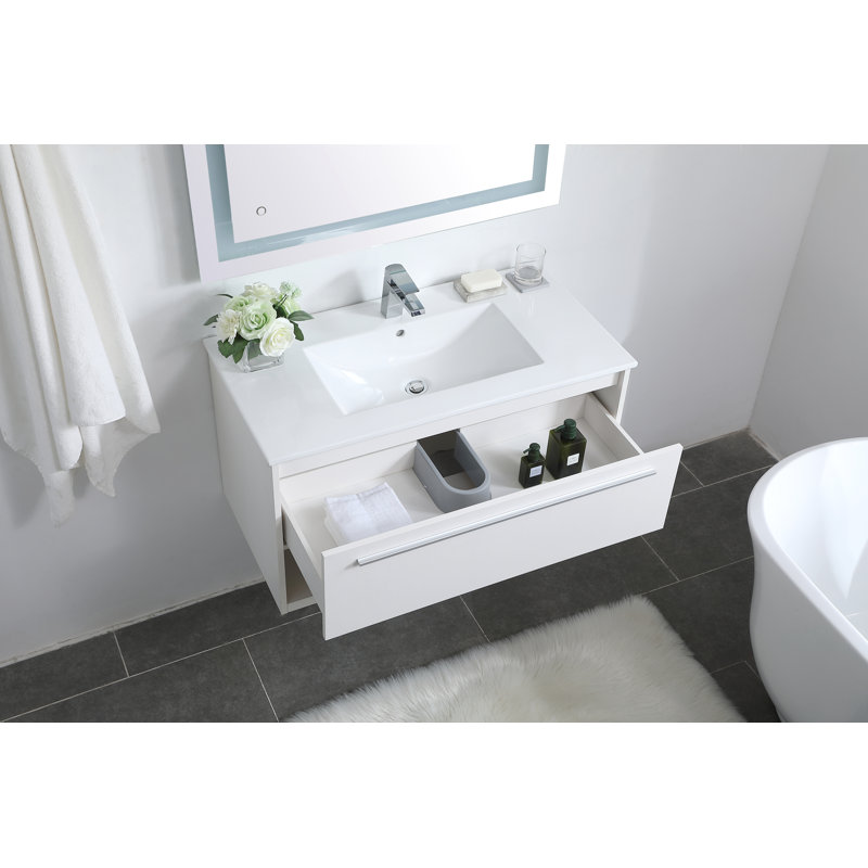Kasper 36'' Single Bathroom Vanity with Resin Top, White
