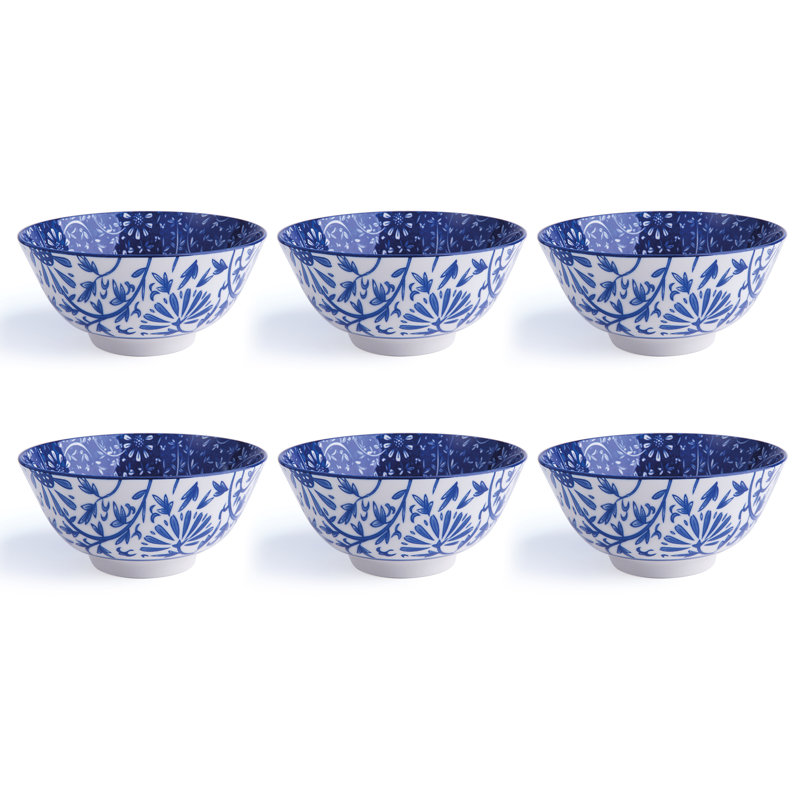 Excelsa set of 6 bowls Oriented porcellana 16xH7x16 cm blue and white