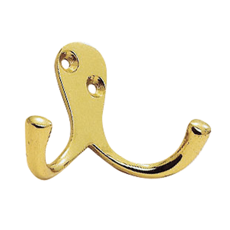 Victorian Wall Mounted Robe Hook, Polished Brass