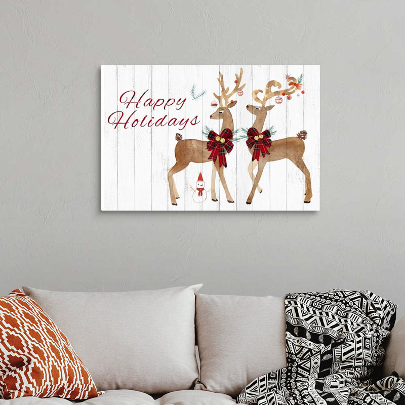 «Holiday Deers», reproduction d'art textuel sur toile, Toile tendue, H 24 po x l 36 po x P 1,25 po