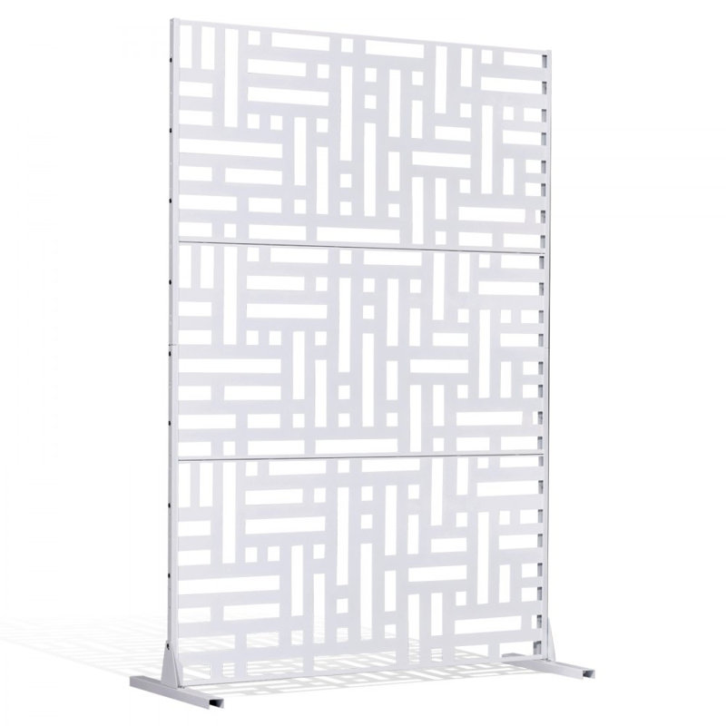 Metal Privacy Screen Outdoor Privacy Screens & Panels for Patio, 193cm H x 119.4cm W x 50.8cm D, White