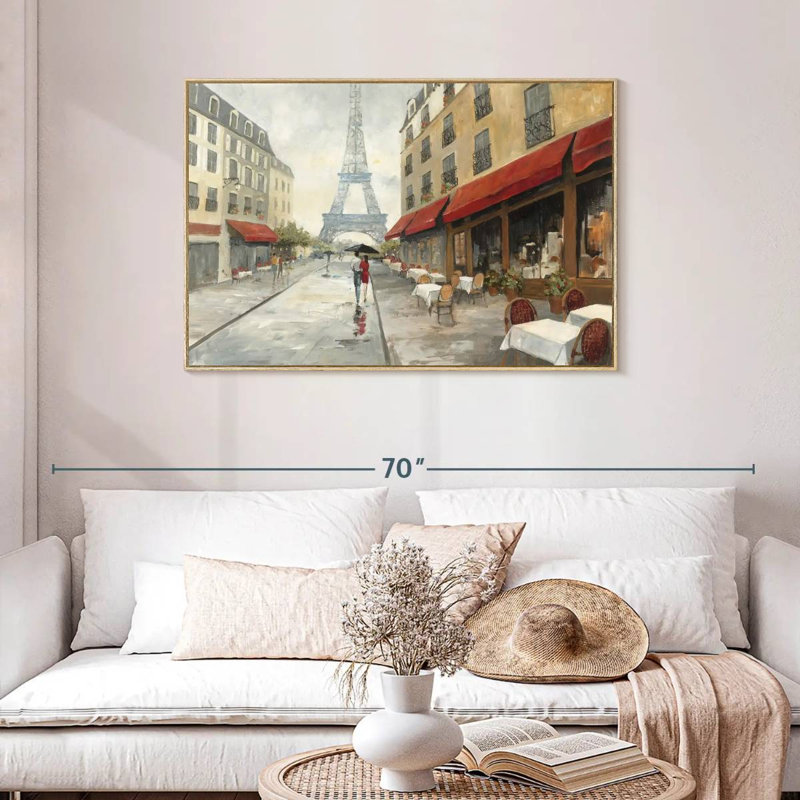 Le matin à Paris, Cadre flottant en bois naturel, 43 po x 29 po