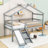 Twin Wood Low House Loft Bed With Slide, Ladder, And Safety Guardrails-1614469902