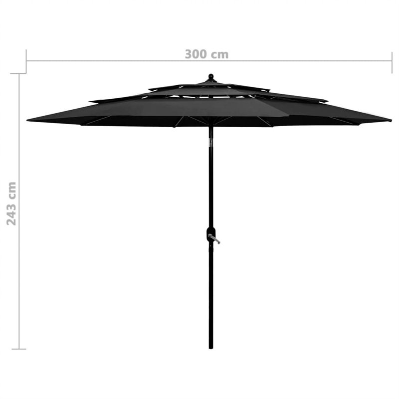 Khari 300cm Market Parasol, Anthracite