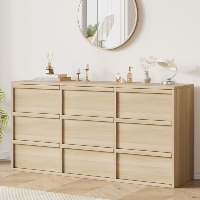 Commode moderne 58 po avec 5 tiroirs, armoire de rangement en bois pour chambre à coucher, salon, entrée, anti-basculement, bois