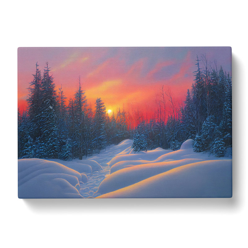 XXX-H1022-WF-10220X Winter Forest Sunset Vol.2 - Wrapped Canvas Print, 50cm H x 76cm W x 3cm D
