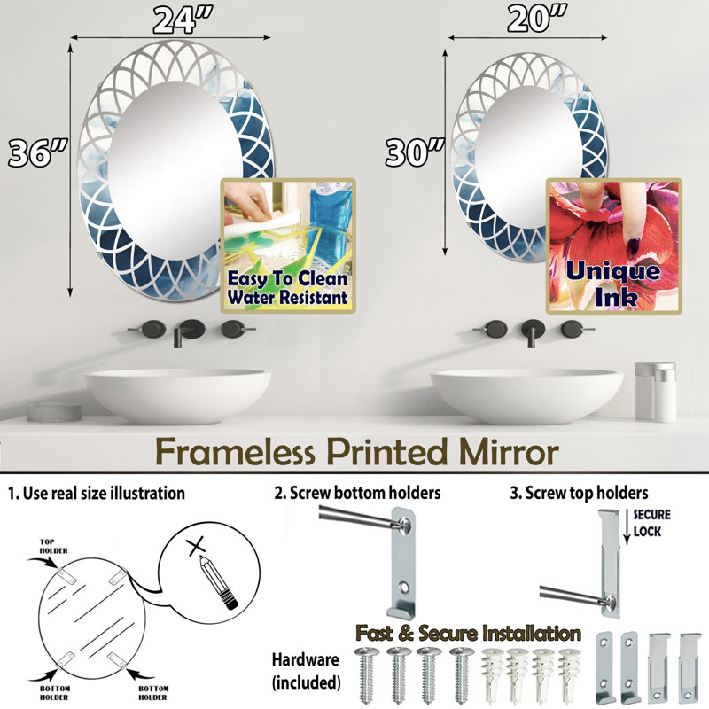 Miroir mural Zysean, 30 po x 20 po