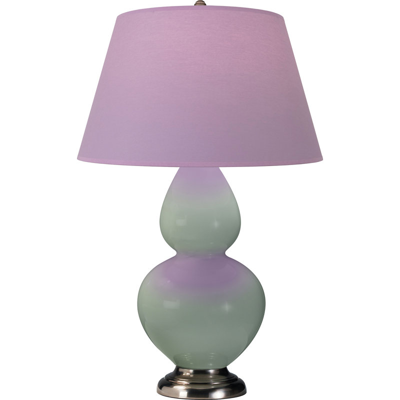 Lampe de table double gourde en céramique, Lavande / prune, Céladon glacé / argent antique, Argent argent