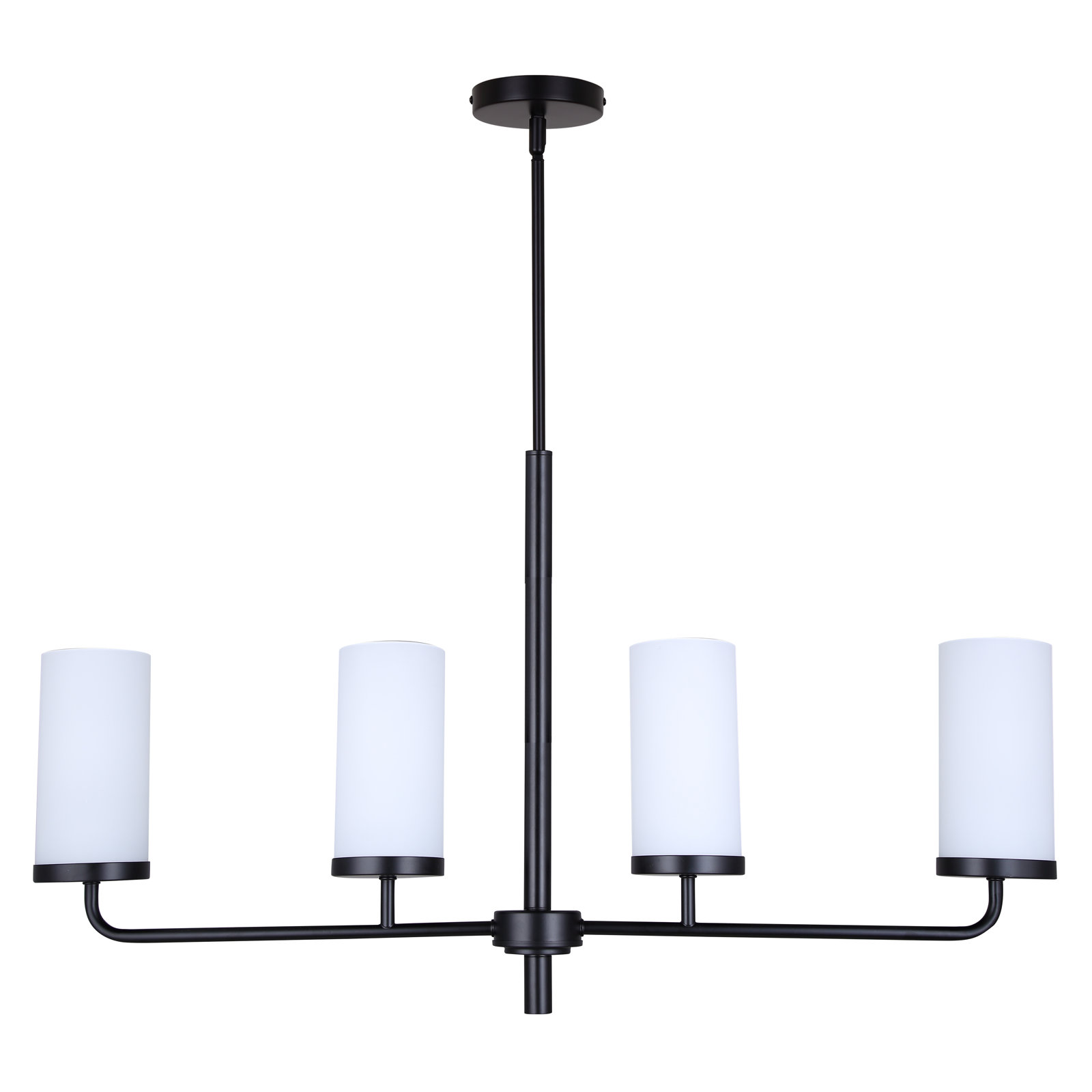Janeeta 36" W 4-Light Metal Dimmable Kitchen Island Chandelier with Glass Shades 