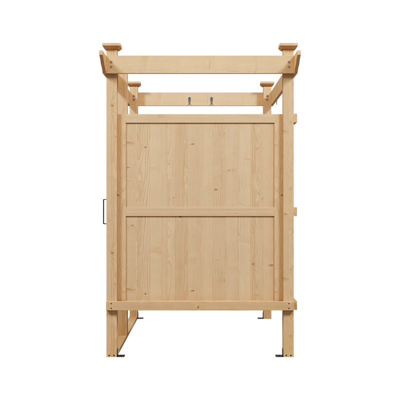 Cabine de douche d'extérieur en bois de cèdre avec porte verrouillable H 84 po x l 82 po x P 52 po - écran d'intimité en bois naturel pour piscine de jardin