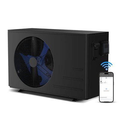 Above Ground Pool 30000 Btu Swimming Pool Heater For Pools Up To 12000 Gallons, Wifi Control Electirc Pool Heater,Smart Inverter Pool Heat Pump, Sheet Metal Casing,Rotary Inverter Compressor,Titanium Heat Exchanger, 120V