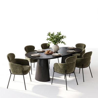 Ensemble de table de salle à manger extensible de 47 à 83 po avec fauteuils rembourrés