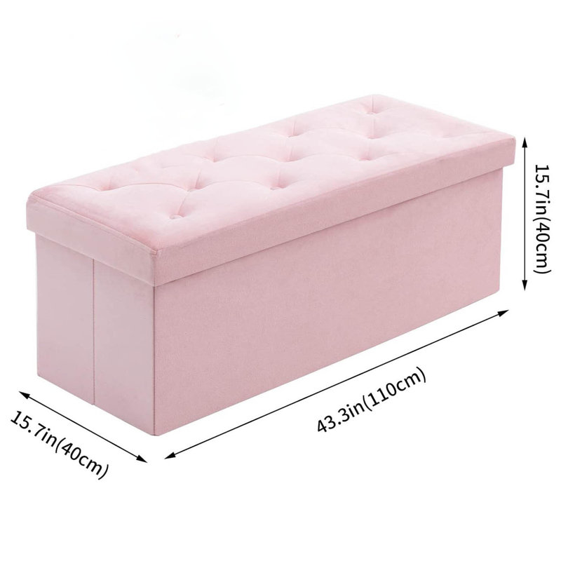 Velvet Storage Bench, Pink