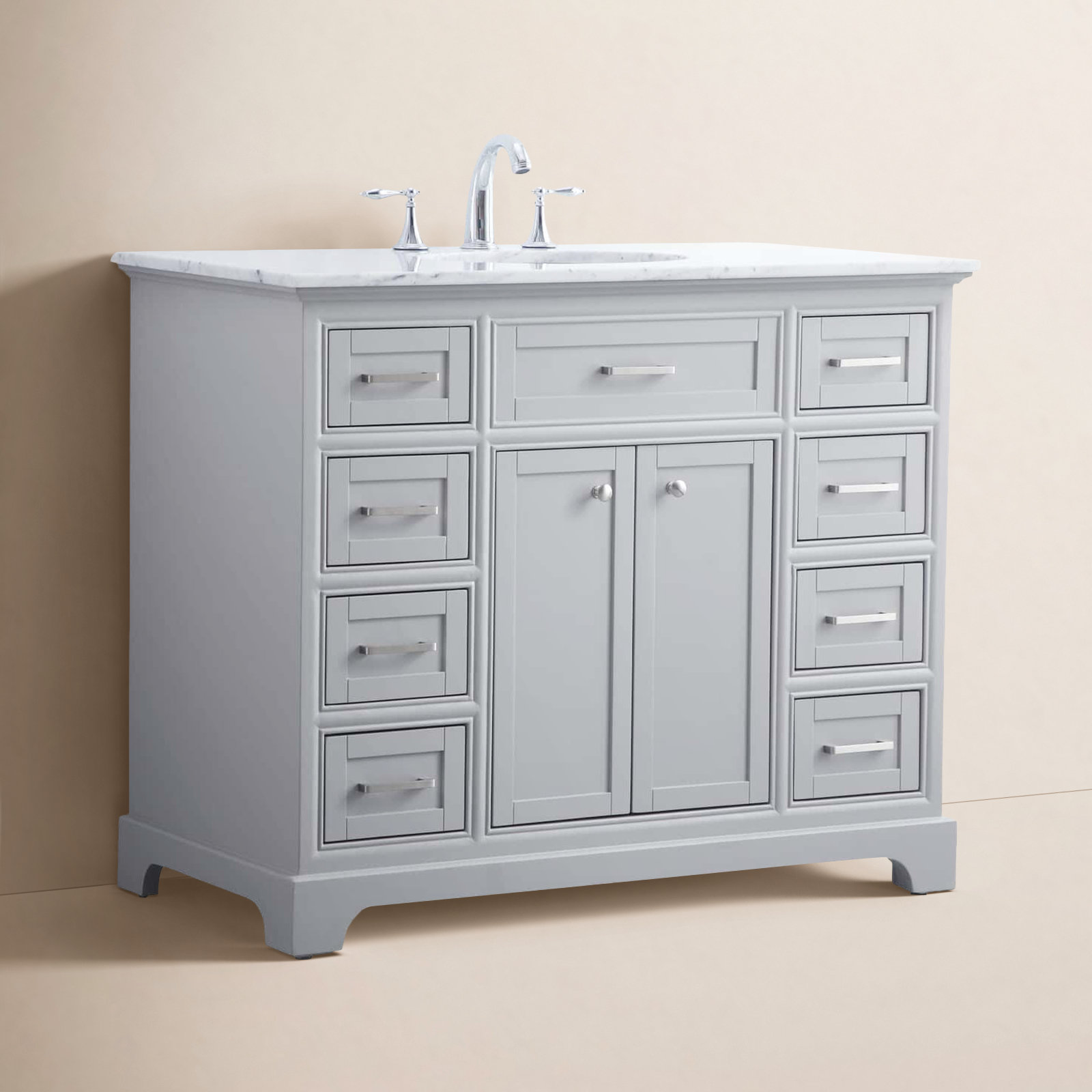 Hermes 42" Single Bathroom Vanity, Light Gray