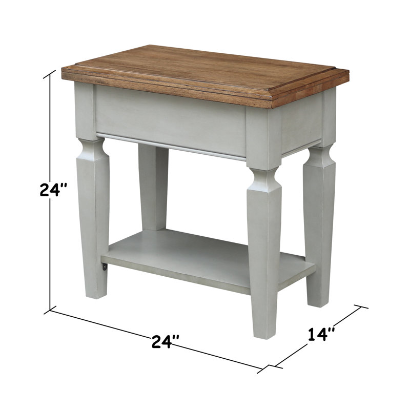 Briseno Solid Wood End Table, Hickory/Stone