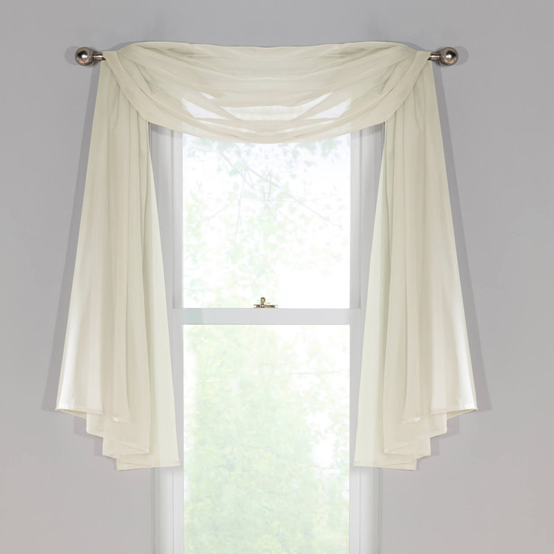 Adolfus Semi Sheer Window Scarf Single Panel, Cream