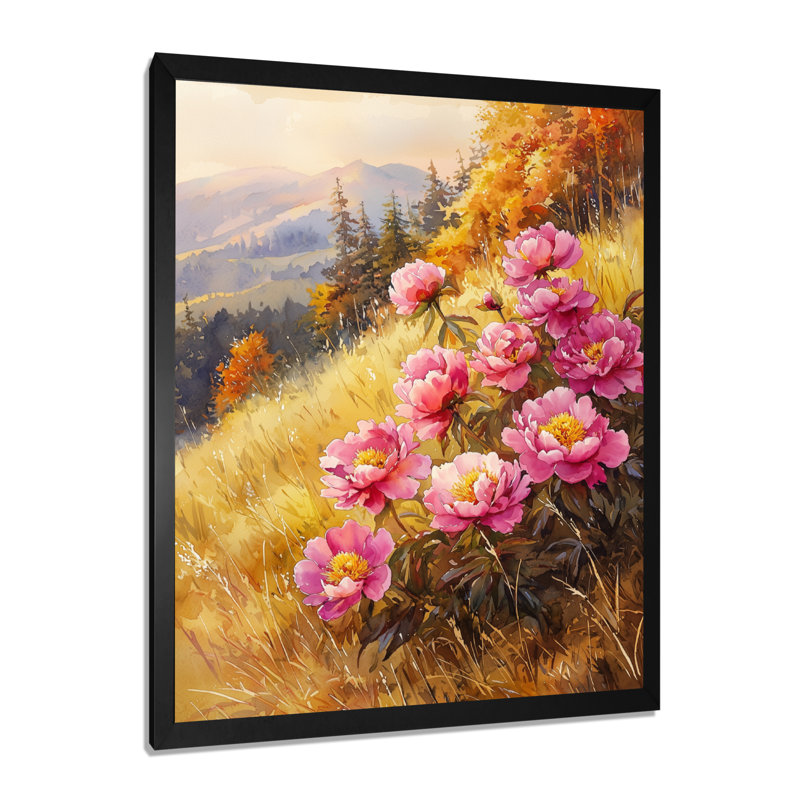 Basden - Floral Canvas Wall Art, 32" H x 24" W, Black, Reproduction encadrée d'une seule photo