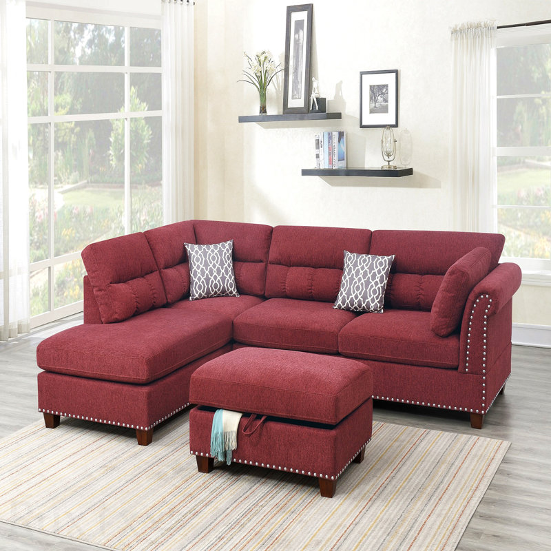 Canapé modulaire en velours rouge # F6419