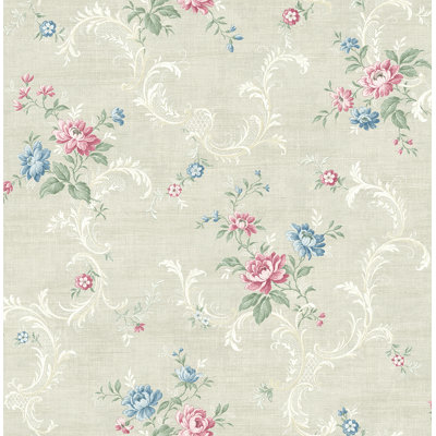 Rouleau de papier peint à volutes florales L 33 pi x l 20,5 po Fyfe