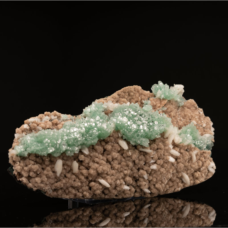 Floral vert apophyllite et stilbite sur heulandite