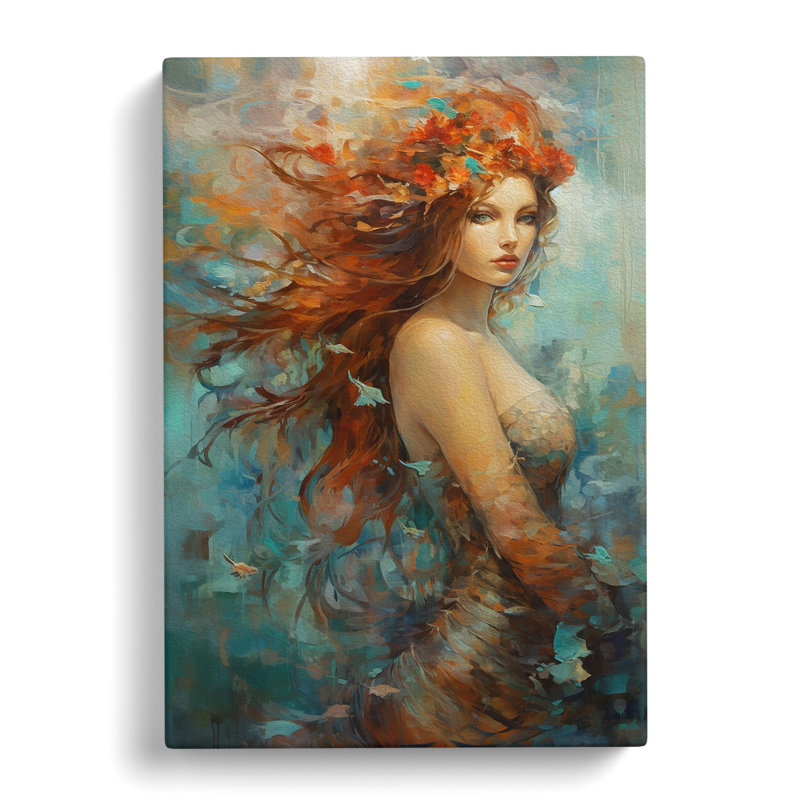 Mermaid Abstract Art - No Frame Print, 76cm H x 50cm W x 3cm D