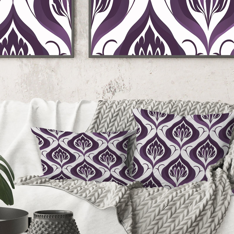 Coussin lombaire mauve blanc damassé Elegance IV