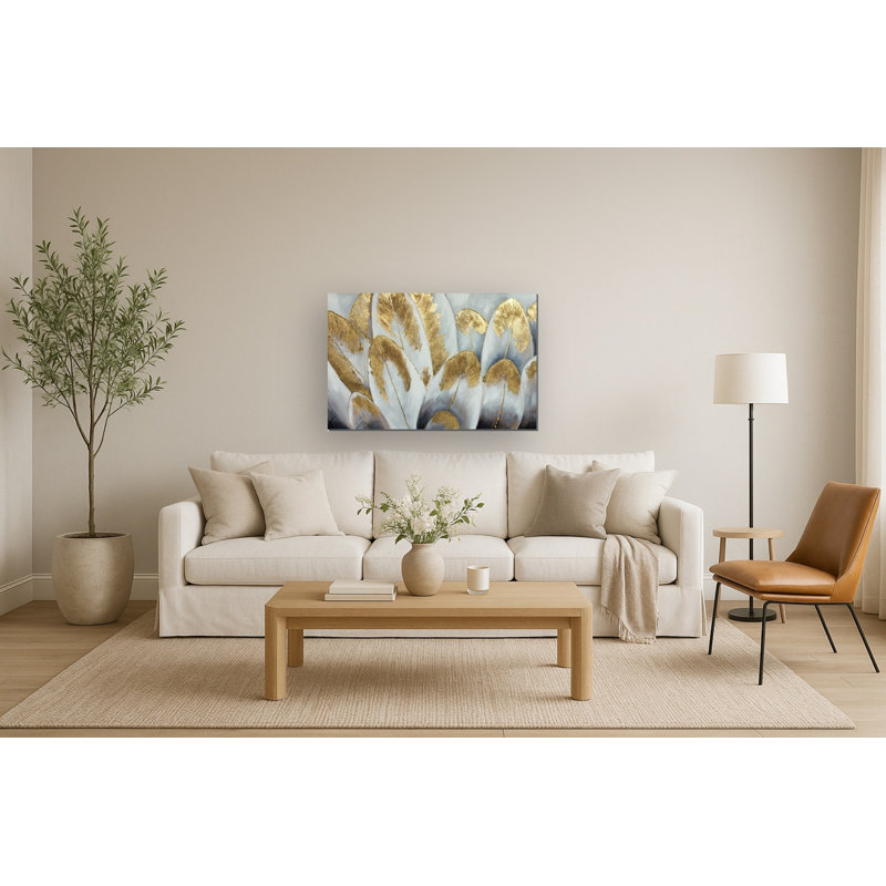 Art mural sur toile Lustrous GiIred Leaf Dreamscape - 48 po x 32 po