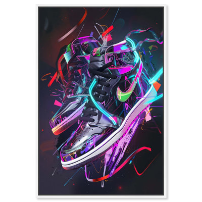 Neon Ribbons Sneakers Canvas Sneaker Wall Decor by 