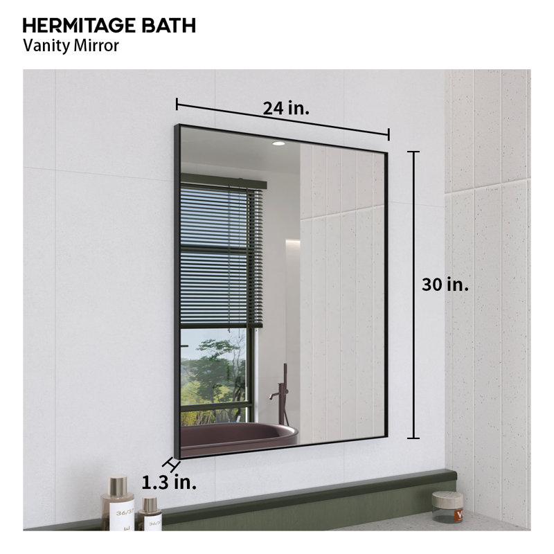 Cozy l 24 po x H 30 po. Miroir de salle de bain mural avec cadre noir mat, Noir, noir, noir, noir, 30 po x 24 po