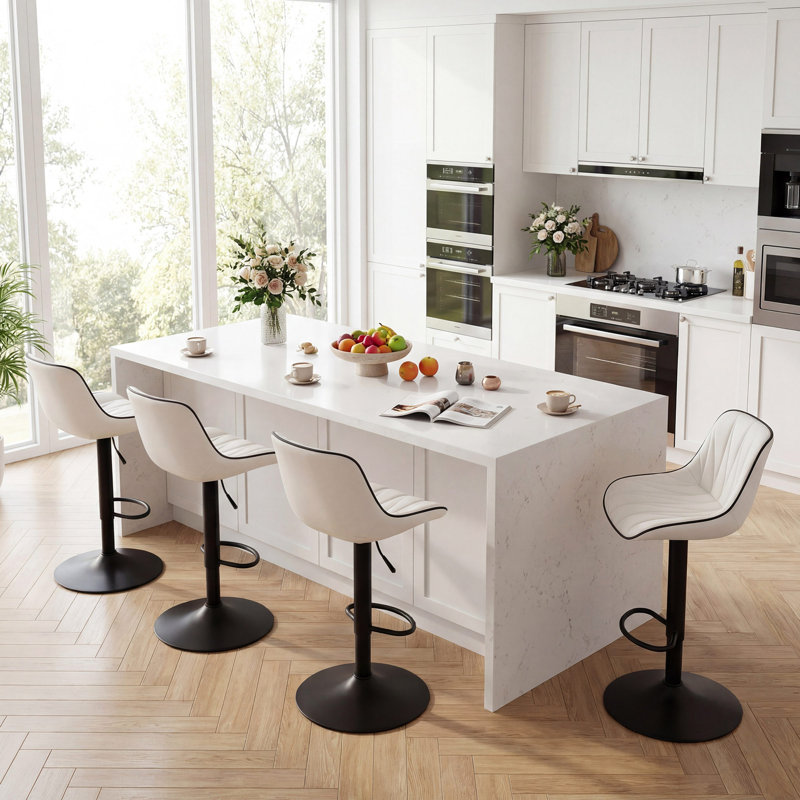 Tabourets de bar pivotants à hauteur réglable Modern, Blanc