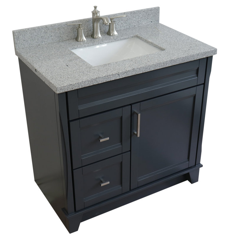 37'' Single Bathroom Vanity with Top, Dark Gray, Gray