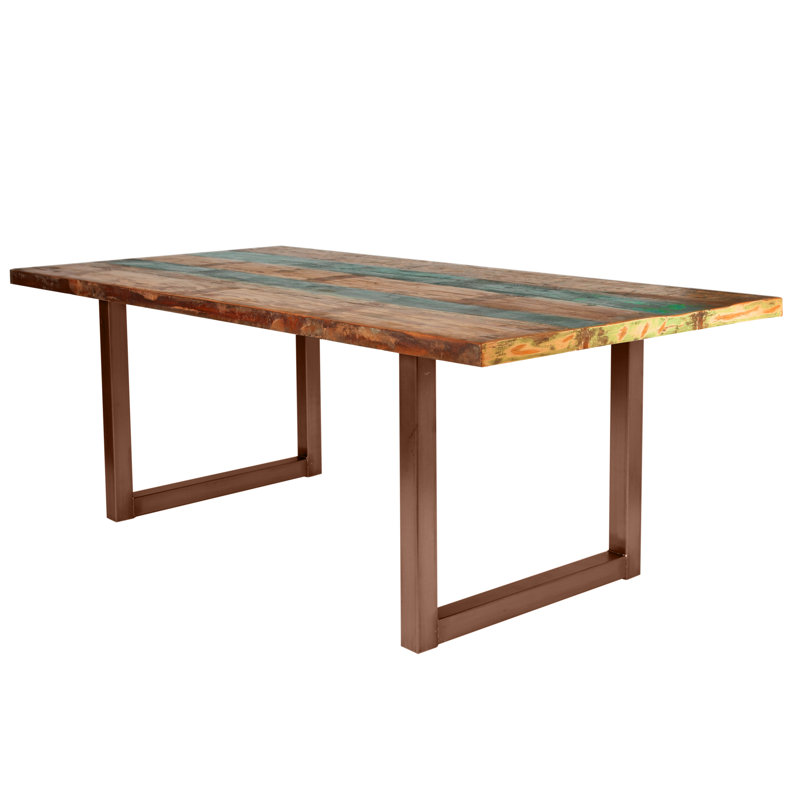 Mexborough Solid Wood Dining Table, Silver, 77cm H x 160cm W x 85cm D