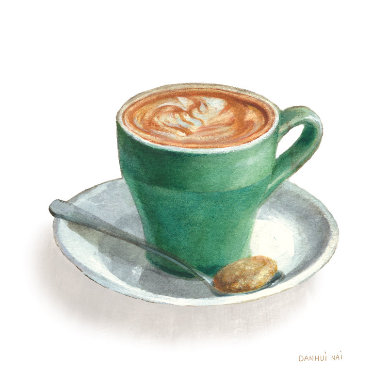 Wake Me Up Coffee II On White by Danhui Nai - Wrapped Canvas Painting, 91cm H x 91cm W