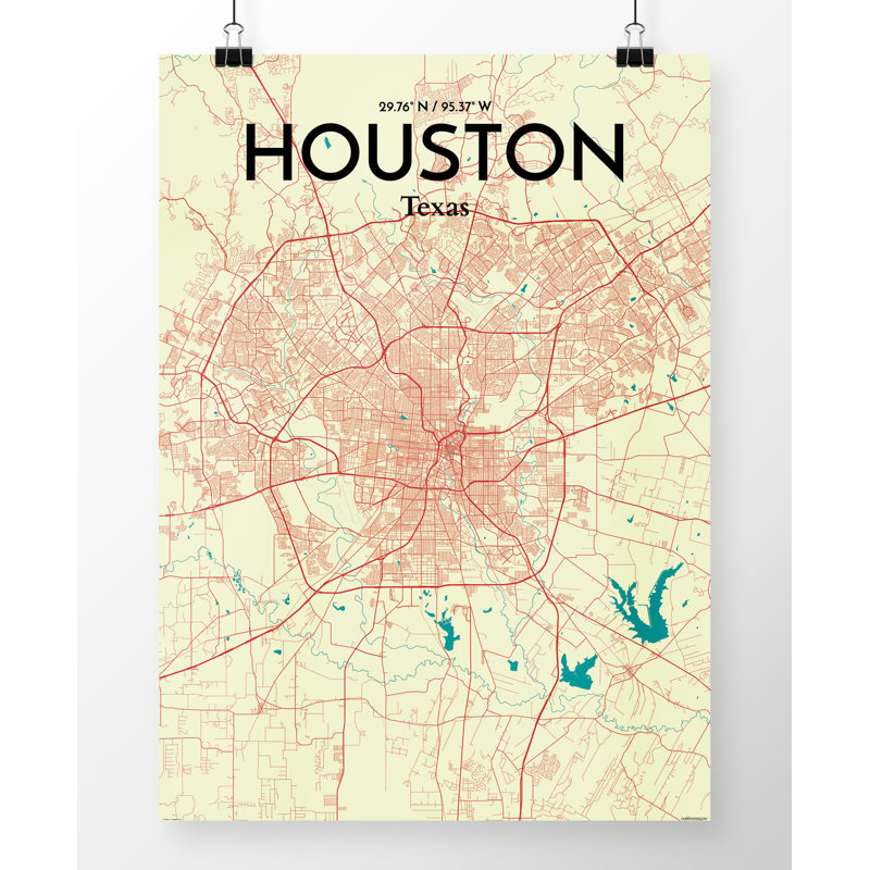 " Houston City Map ", 20" H x 16" W