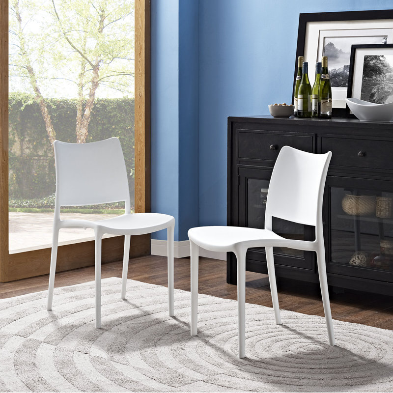Modway Hipster Plastic Dining Chair, White