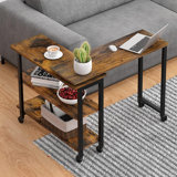 360° Rotatable Sofa Side Table With Ample Storage Shelves