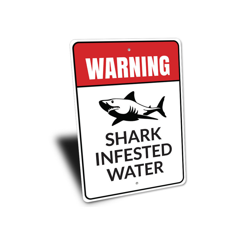Panneau d'eau infesté de requin, H 18 po x l 12 po x P 0,06 po